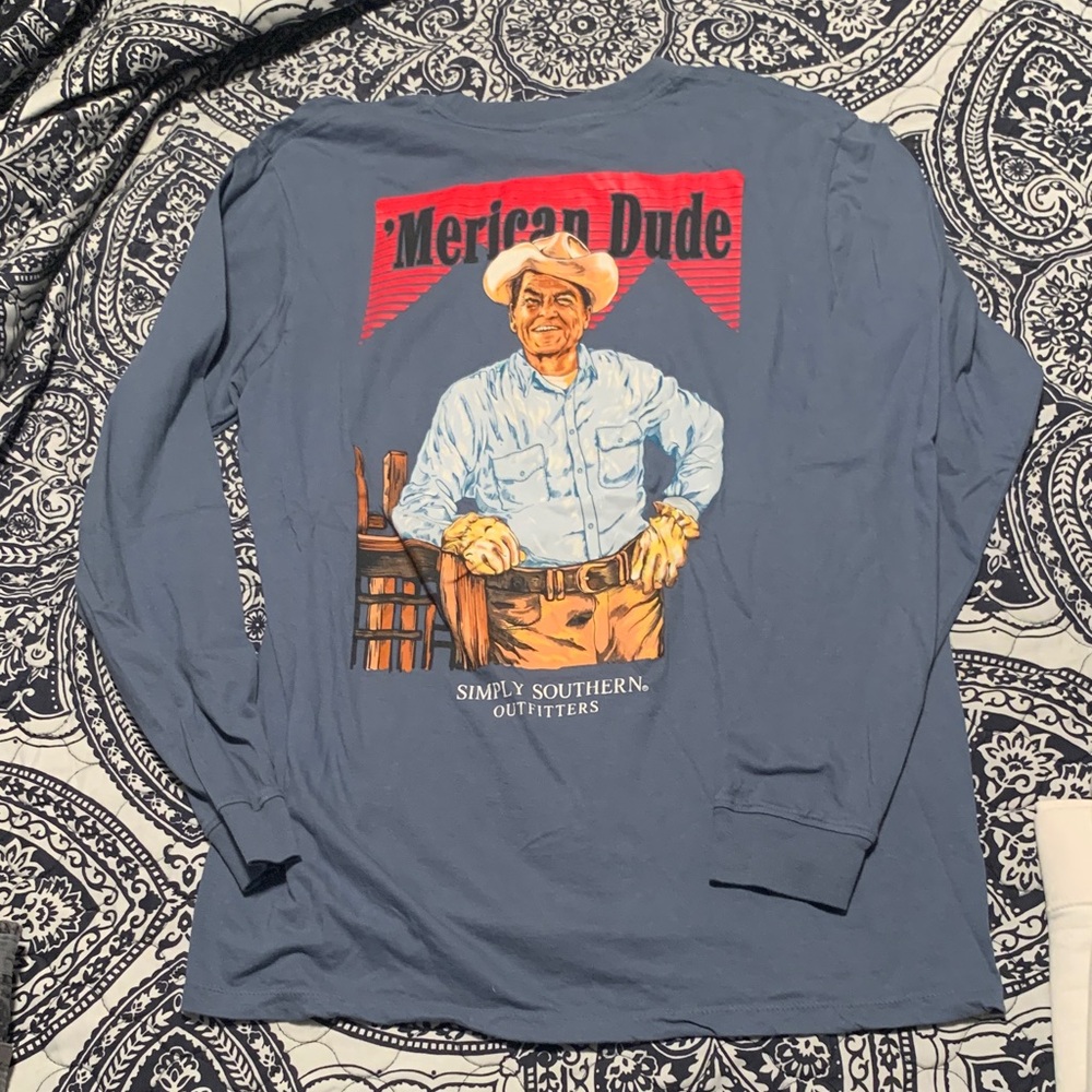 Simply Southern Blue 'Merican Dude' Long Sleeve Graphic Tee